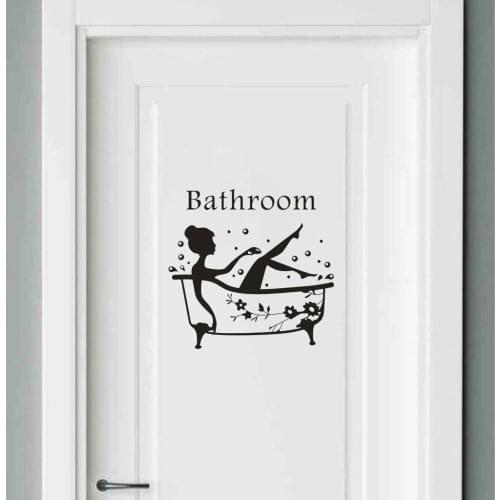 Diy Bathroom Art Decal Bath Time Vinyl Door Sticker Mobile Creative Wall Affixed With Decorative Wall Window Decor Stickers