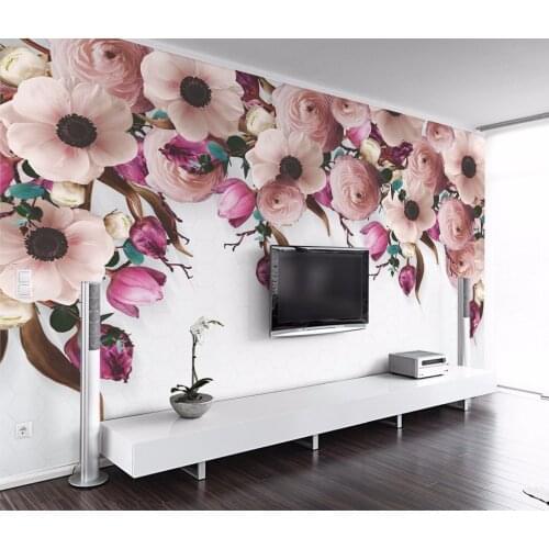 Bacaz Custom rose flower wallpaper 3d wall mural,living room TV sofa wall bedroom hotel room restaurant papel de parede