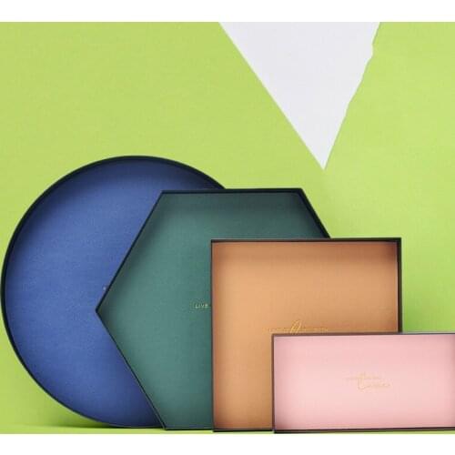 Nordic Light Luxury Leather Jewelry Ring Jewelry Display Organizer Box Iron Tray Holder Earring Jewelry Storage Case Showcase