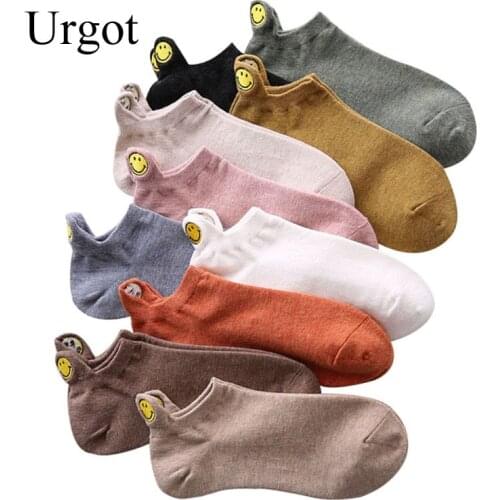 Urgot 5 Pairs Womens Socks Cartoon Stereo Embroidery Love Heart Smile Face Socks Japanese Kawaii College Style Sock Female Sox