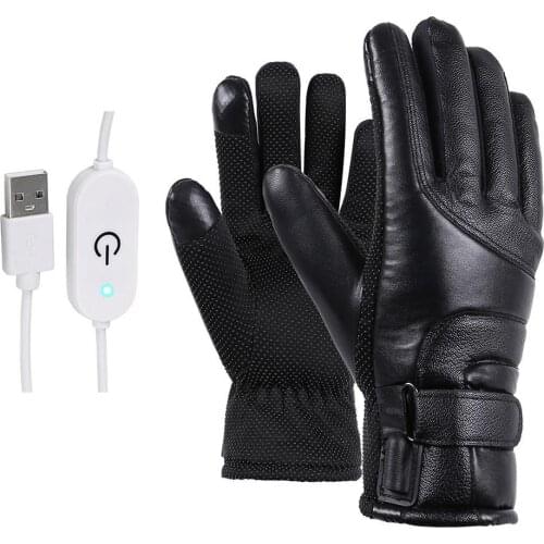 2021 New Winter Electric Heated Gloves Windproof Cycling Warm Heating Touch Screen Skiing Gloves USB Powered For Men Women