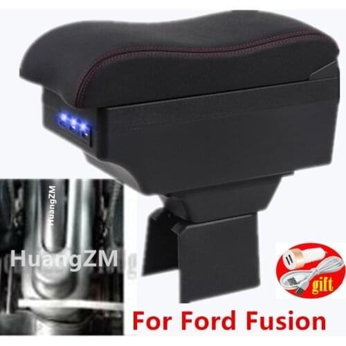 For Ford Fusion Armrest box Retrofit parts dedicated Car Armrest Center Storage box car accessories Interior with USB LED