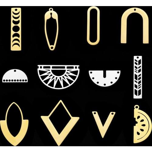 5pcs/lot 100% Stainless Steel Semicircle Bar Charm Pendant for necklaces Wholesale Round Geometric Charms for DIY Jewelry Make