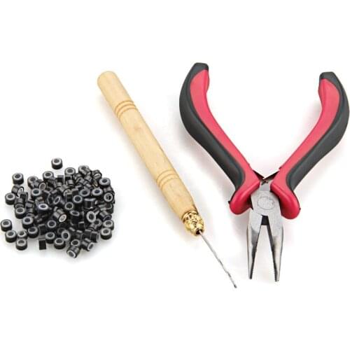 Hot sale in stock Hair Extension Plier Hook Tool Kit + Micro Link Beads