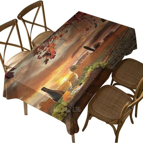 Rectangular Tablecloth Winery Vineyard Bucket Italian Wrinkle-resistant Fade Resistant Table Cover