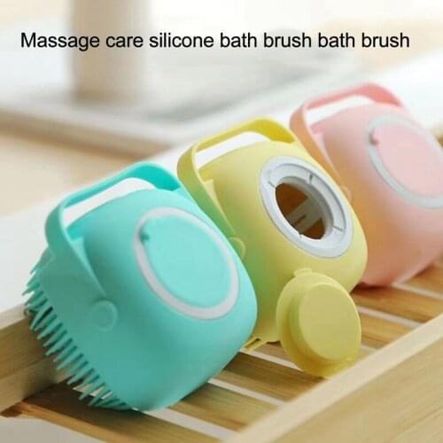 Pet Dog Shampoo Brush 80ml Cat Massage Comb Grooming Scrubber Brush for Bathing Short Hair Soft Silicone Rubber Brush 88*80*57MM