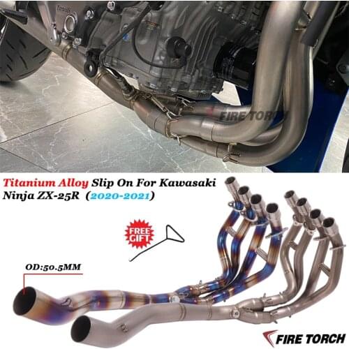 Slip On For Kawasaki Ninja ZX-25R ZX25R 2020 2021Motorcycle Exhaust System Escape Modified Titanium Alloy Front Middle Link Pipe