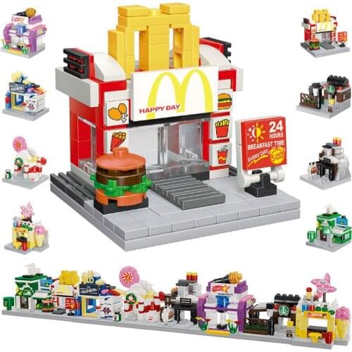 Compatible Mini City Street View Series 8-in-1 Building Scene Model Creative Assembled Building Block toy Gift for children