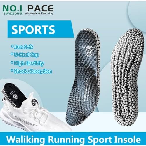 NOIPACE Sports Insoles For Shoes Unisex Running PU Popped Particle Cushioning Pad Orthopedic Soft Protect Knees Feet Templates