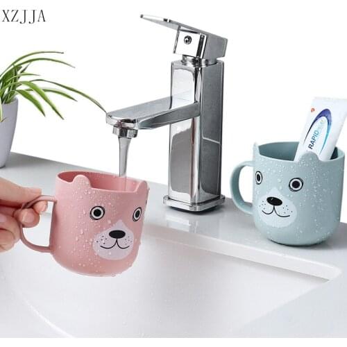 XZJJA Creative Cartoon Expression Toothbrush Cup Mouth Wash Tooth Brush Tumblers Cute Child Toothbrush Mug Bathroom Accessories
