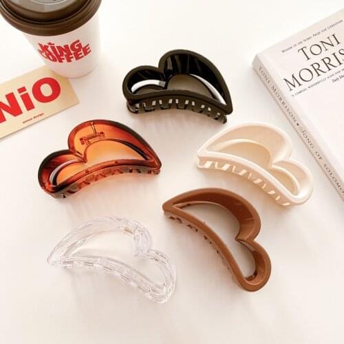 New Arrival Korea Style Simple Large Size Heart Hair Claws Adults Women Hair Clips Crabs Clamps Daily Hair Styling Accessories