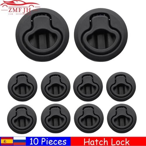 10pcs Plastic Black Round Flush Mount Hatch Flush Pull Latch Marine Lock Lift Slam Latch RV Yacht Boat Deck Hatch Door Hardware