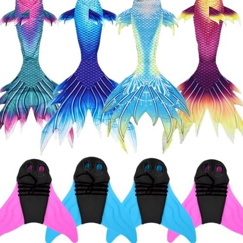 Kids Girls Colorful Swimmable Mermaid Tail Luxurious Swimmable Tail Monofin Pool Party Mermaid women Water Show costume