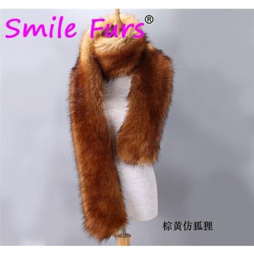 Qearlstar Long Faux Fur Collar Scarf Women Winter fake raccoon Fur Wraps warm winter Thick Fashion Shawl multicolors 180cm ZKG02