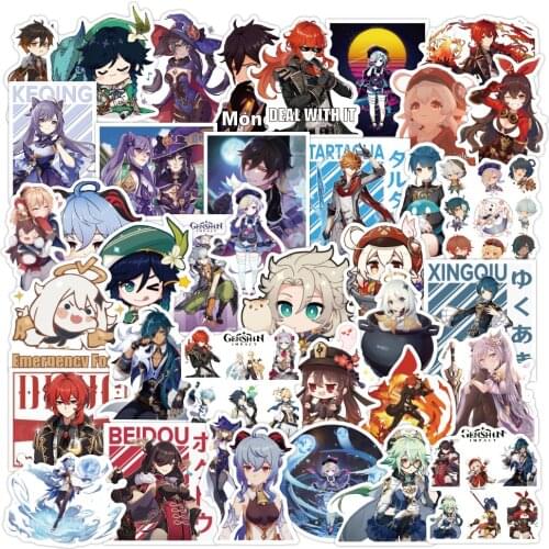10/30/50/100pcs Genshin Impact Cartoon Game Stickers For Laptop Motorcycle Skateboard Travel Phone DIY Graffiti Sticker Kids Toy