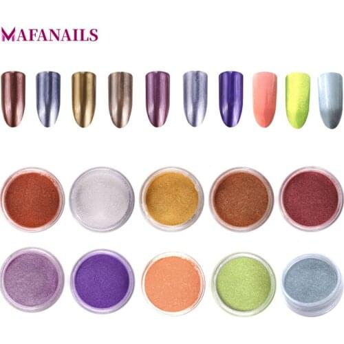 10Jars/set Rose Gold Magic Mirror Powder Nail Art Glitter Dust Chrome Nail Pigments Manicure Nail Art Decoration,10 Colors