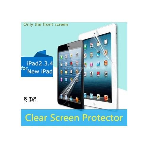 3PC/ Pack cheap good quality hd front clear screen protector for ipad 2 3 4 protetive film guard carton package & check online