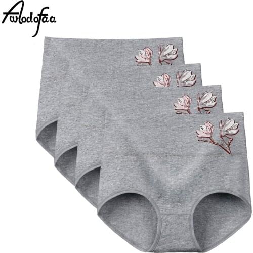 4Pcs/Lot Fashion Womens Cotton Underwear High Waist Comfortable Underwear Plus Size Briefs XXL Multi-Size Selection Underwear