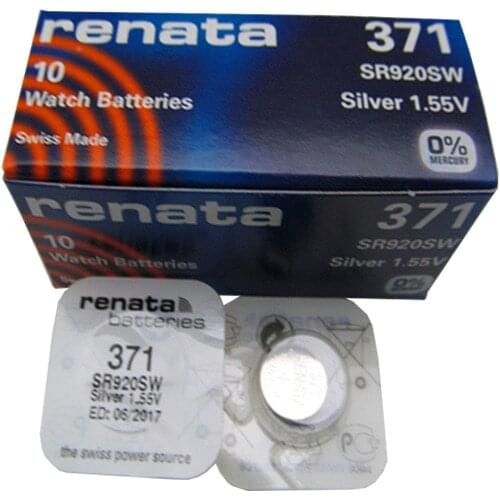5pcs/lot RENATA Silver Oxide Watch battery 371 SR920SW 920 1.55V Button Cell Batteries