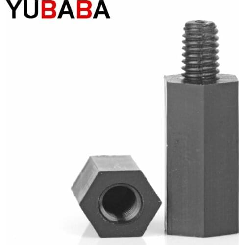 50pcs M2/M2.5/M3/M4*L+6mm Thread Black/white Spacing Screw Plastic For PCB Motherboard Fixed Nylon Standoff Spacer Pillar