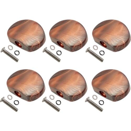 6 Pcs Coffee Guitar Tuning Pegs Keys Button Tuners Machine Heads, Premium Plastic, Semicircle