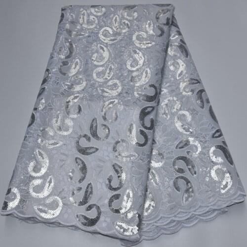 7 colors (5yards/pc) white silver African sequins embroidered organza lace fabric handcut lace 2020 newest for party dress OP146