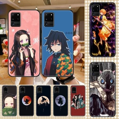 Anime Demon Slayer Phone case For Samsung Galaxy Note 4 8 9 10 20 S8 S9 S10 S10E S20 Plus UITRA Ultra black tpu prime trend
