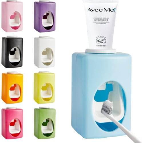 Automatic Toothpaste Dispenser Holder Dust Proof Wall Mount Toothpaste Squeezer Pump For Kid Bathroom Accessories Simple Style