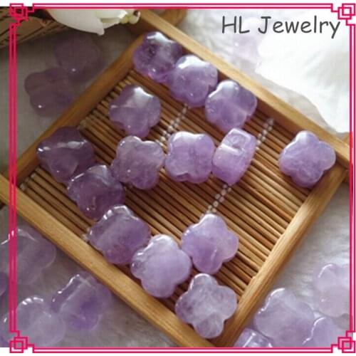 Wholesale Instock Item 13.5MM Natural Brazil purple crystal Clover Shape Beads For DIY Jewelry
