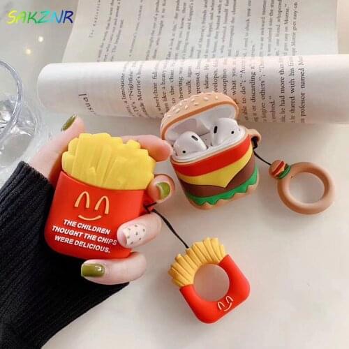 For Apple Air pods 2 Case 3D Cartoon Earphone Cases Funny Accessories Protect Cover with Finger Ring Strap