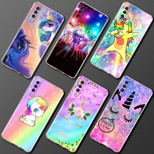 Airbag Anti Fall Case For Samsung Galaxy A70 A50 A70s A30 A20 A10 A21s A10s Phone Coque Sac Cas Unicorn Girl On Rainbow Cartoon