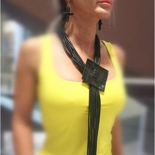 Fashion Punk Leather Pendant Necklaces Handmade Ethnic Tribal Necklaces For Women Pulsera Necklaces Femme Fashion Jewelry