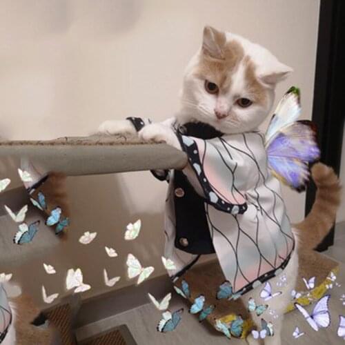 Demon Slayer Pet Cat Puppy Costume Adorable Design Tanjirou Small Dog Kitty Cosplay Clothing Outfit Cute Pet Kimono Costume