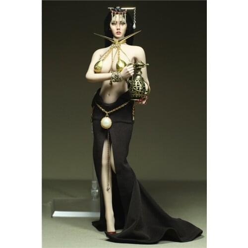 Custom phicens 1:6 Black Long Dress Sexy Split Trailing Skirt Female Head Wear Clothing F 12'' Female Figure Doll