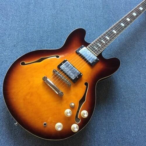 Jazz Hollow Body Electric Guitar, Rosewood fingerboard, Double F holes electric guitar,tone-pro bridge Free shipping