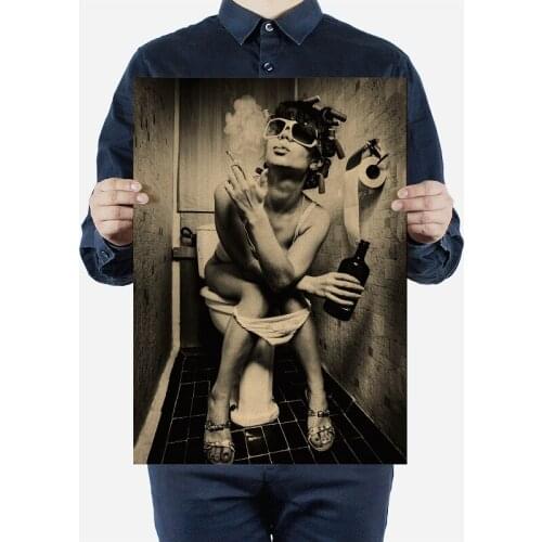 Toilet story Art Painting Wall Retro Poster Bathroom Toilet Wall Decorative Posters Art Wall sticker