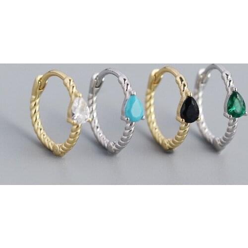 KAMIRA 925 Sterling Silver Trendy Gothic Colorful Crystal Zircon Twisted Round Stud Earrings for Women Teen Punk Elegant Jewelry