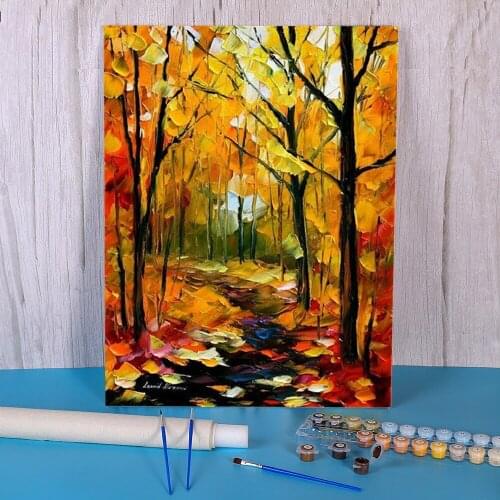 Fall Forest Painting By Numbers Set Oil Paints 40*50 Boards By Numbers Loft Wall Picture For Handiwork
