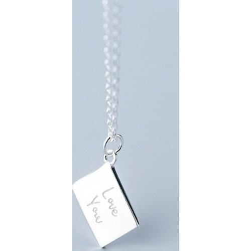 "Love you" Authentic 100% REAL. 925 Sterling Silver Jewelry Love Letter book Pendant Necklace C-D5044