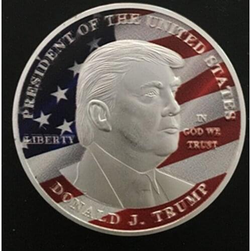 1 pcs Sample order Donald Trump silver plated coin 40 mm The president of America souvenir coin badge
