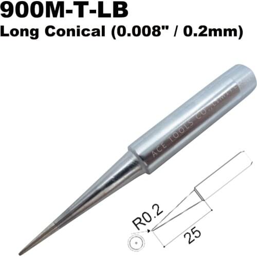 Soldering Tip 900M-T-LB Conical 0.2mm for Hakko 936 907 Milwaukee M12SI-0 Radio Shack 64-053 Yihua 936 X-Tronics 3020 Iron Bit