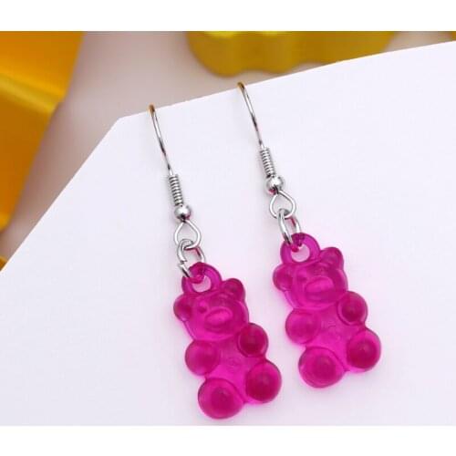 New Fashion Resin Gummy Bear Dangle Earrings for Women Girls DIY Cartoon Animal Bear Drop Earrings Creative Jewelry Gifts