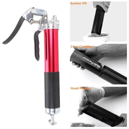 4500 PSI Grease Gun Pistol Grip Manual Grease Gun Heavy Duty For SUV Truck Excavator Car Tools Universal Cartridge Capacity 14oz