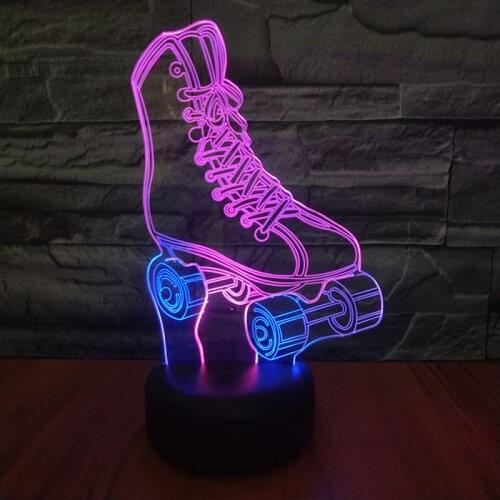 Roller Skates 3D Visual Led Night Lights for Kids Gift Touch USB Table Lampara Lampe Baby Sleeping Nightlight Bedroom Decoration
