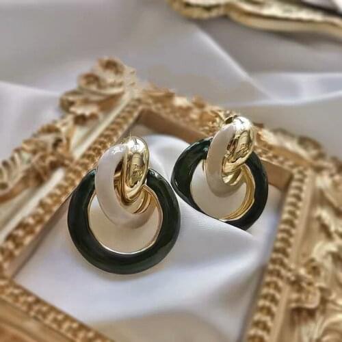 Fashion Oil Drop Round Circle Earrings For Women Girls New Design Different Color Geometric Stud Ear Jewelry Party Gifts