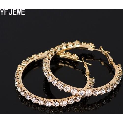 YFJEWE 2018 New Designer Crystal Rhinestone Earrings Women Gold Sliver Hoop Earrings Fashion Jewelry Earrings For Women #E029
