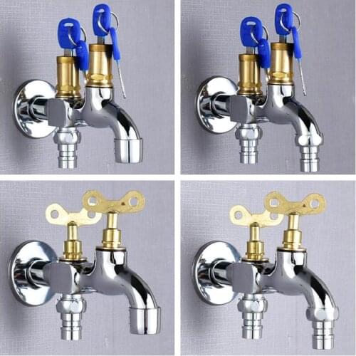 G1/2 Washing Machine Mop Pool Anti-theftFaucet Brass / Zinc Alloy Dual Use Quick Opening With Key Outdoor Double Outlet Tap