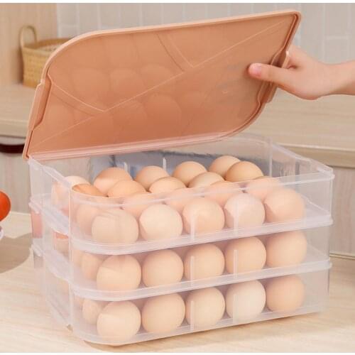 Stackable Home Kitchen Refrigerator Egg Storage Box Holder Container with Lid