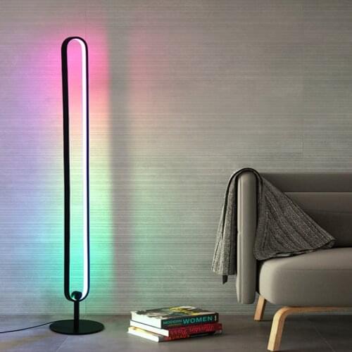 Modern Nordic RGB Colorful Indoor Floor Lamp Remote Control Interior Standing Lights for Living Room Foyer Bedroom Parlour Cafe