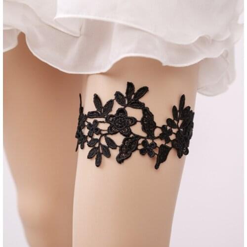 Wedding Garter Rhinestone White Embroidery Flower Sexy Garters for Women/Female/Bride Thigh Ring Bridal Leg Garter 5308